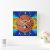 Basketball Many-color Bkgrd Photo Personalize スクエア壁時計 (ホーム)