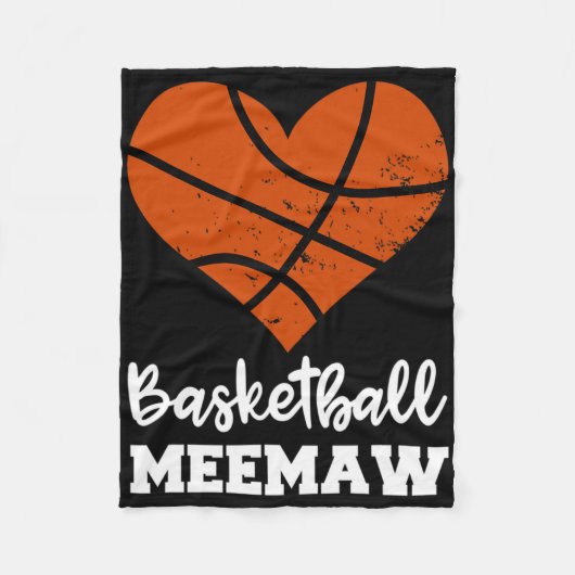 Basketball Meemaw Fun Basketball Heart Grandma Mee フリースブランケット (正面)