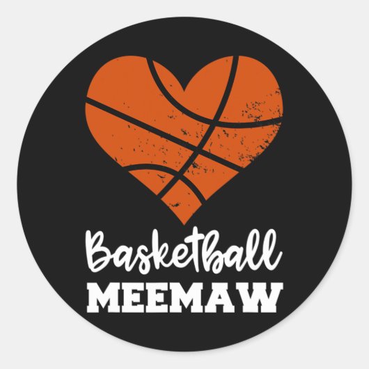 Basketball Meemaw Fun Basketball Heart Grandma Mee ラウンドシール (正面)
