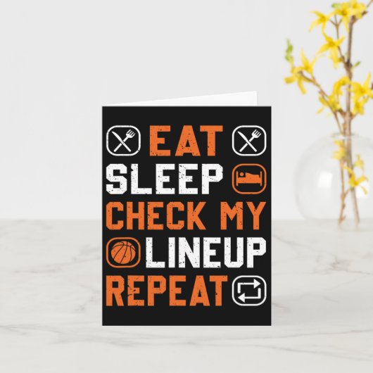 Basketball Men Boy Check My Line Up Basketball Pla カード (黄色い花)