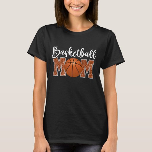 Basketball Mom cute bright Orange text Tシャツ (正面)