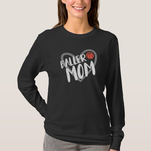 Basketball Mom Heart Baller Mom  Tシャツ (正面)