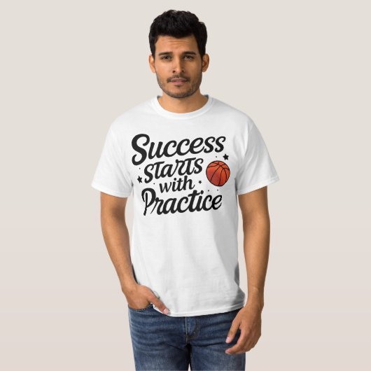 Basketball Motivation Success Practice Quote Tシャツ (正面フル)