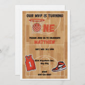 Basketball MVP First Birthday Invitation 招待状 (正面/裏面)