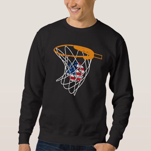 Basketball Net 4th Of July Retro Sports Player Ath スウェットシャツ (正面)