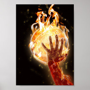 Basketball on Fire Valueポスター紙(マット) ポスター