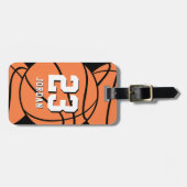 Basketball Orange Ball Custom Name & Jersey Number ラゲッジタグ (正面横)