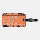 Basketball Orange Ball Custom Name & Jersey Number ラゲッジタグ (裏面横)