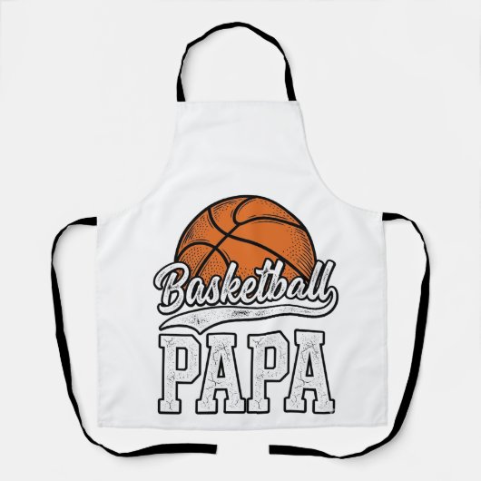 Basketball Papa Vintage Engraving Shirt Design_1 エプロン (正面)