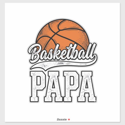Basketball Papa Vintage Engraving Shirt Design_1 シール (シート)