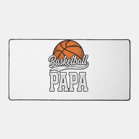 Basketball Papa Vintage Engraving Shirt Design_1 デスクマット (正面)