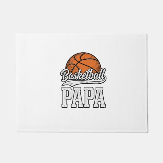 Basketball Papa Vintage Engraving Shirt Design_1 ドアマット (正面)