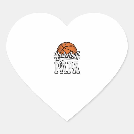 Basketball Papa Vintage Engraving Shirt Design_1 ハートシール (正面)