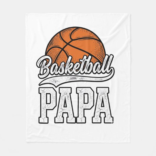 Basketball Papa Vintage Engraving Shirt Design_1 フリースブランケット (正面)