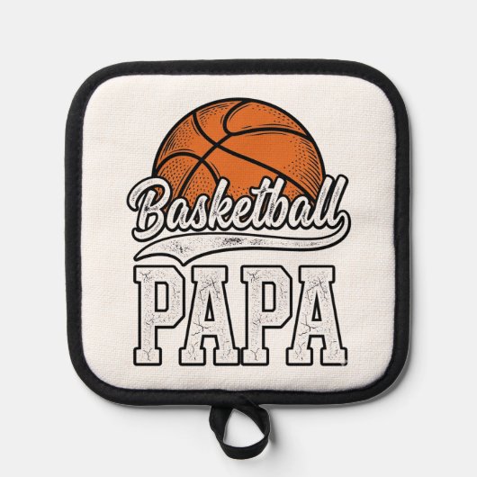 Basketball Papa Vintage Engraving Shirt Design_1 鍋敷き (正面)