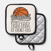 Basketball Papa Vintage Engraving Shirt Design_1 鍋敷き (正面/裏面)