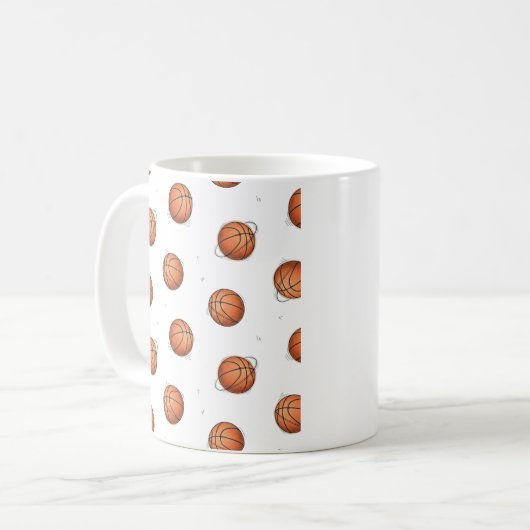 Basketball Pattern Coffee Mug コーヒーマグカップ (正面左)