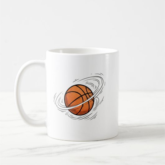 Basketball Planet Saturn Space Illustration  コーヒーマグカップ (左)