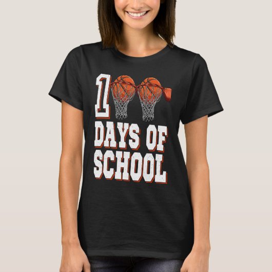 Basketball Player 100 Days Of School Student Boys  Tシャツ (正面)