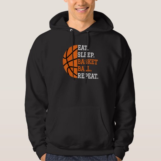 Basketball Player Boy Eat Sleep Basketball Repeat  パーカ (正面)