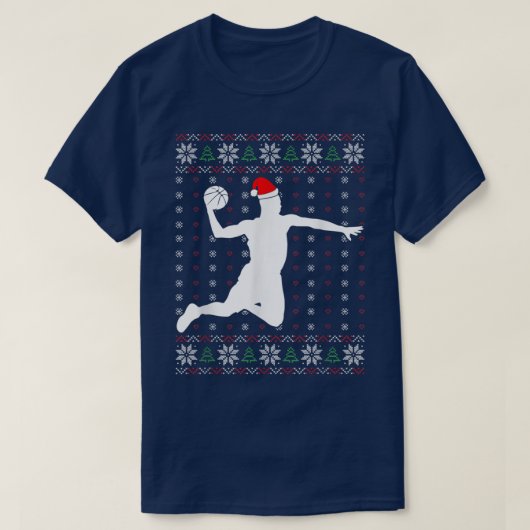 Basketball Player Christmas Sport Ugly XMas Pajama Tシャツ (デザイン正面)