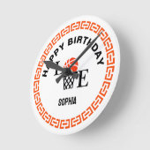 Basketball Player Girl, Basketball Girl  Birthday ラウンド壁時計 (傾斜)
