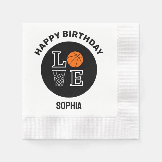 Basketball Player Girl, Basketball Girl  Birthday 縁ありカクテルナプキン (正面)