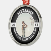 Basketball Player High School Team Senior Night メタルオーナメント (左)