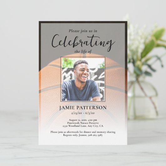 Basketball Player Life Celebration Photo Funeral 招待状 (スタンド正面)