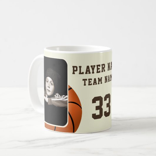Basketball Player Name Number Team 2 Photos コーヒーマグカップ (正面左)