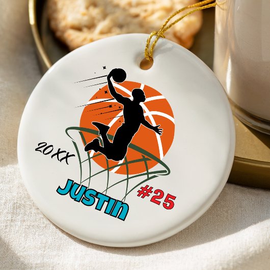 basketball player sports boy athlete customizable  セラミックオーナメント