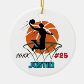 basketball player sports boy athlete customizable  セラミックオーナメント (正面)