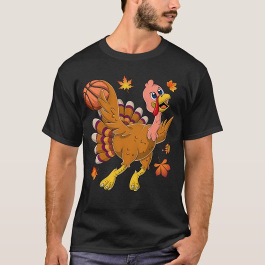 Basketball Player Turkey Day Funny Thanksgiving Tシャツ (正面)