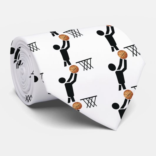 Basketball player with ball custom tie ネクタイ (ロール)