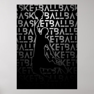 Basketball Poster | Black and White | Metal look ポスター
