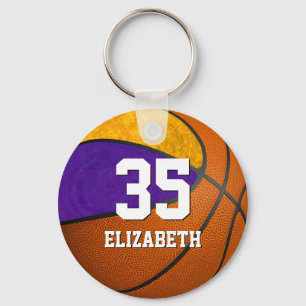 basketball purple gold girls jersey number キーホルダー