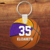 basketball purple gold girls jersey number キーホルダー (正面)