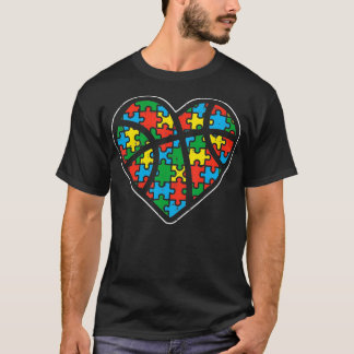 Basketball Puzzle Ball Heart Sport Autism Awarenes Tシャツ
