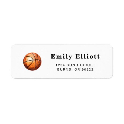 Basketball Return Address Labels ラベル (正面)