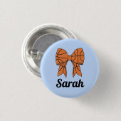 Basketball Ribbon Bow Custom Button 缶バッジ (正面&裏面)