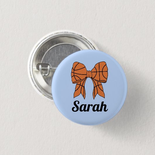 Basketball Ribbon Bow Custom Button 缶バッジ (正面&裏面)