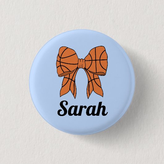 Basketball Ribbon Bow Custom Button 缶バッジ (正面)