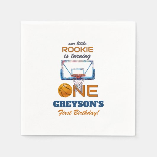 Basketball Rookie Of The Year First Birthday スタンダードカクテルナプキン (正面)