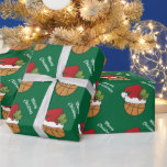 Basketball Santa Hat on Green Background ラッピングペーパー<br><div class="desc">Wrapping Paper. A fun unique way to wrap a basketball player's or basketball coach's Christmas Gift this year. 📌 If you need further customization, please click the "Click to Customize further" or "Customize or Edit Design" area and use our design tool to resize, rotate, change text color, add text and...</div>