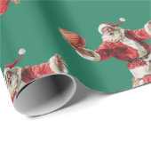 Basketball Santa Retro Christmas Green ラッピングペーパー (ロールコーナー)