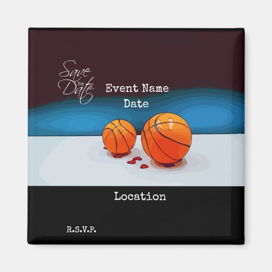 Basketball Save the Date for Party Invitation マグネット (正面)