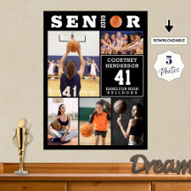 Basketball Senior Graduation 5 Photo Collage