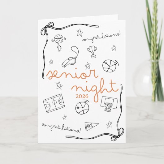 Basketball Senior Night custom year doodle design カード (正面)