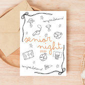 Basketball Senior Night custom year doodle design カード