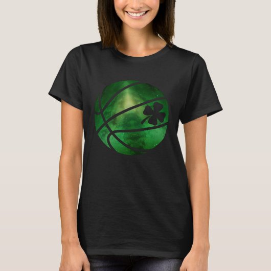 Basketball Shamrock Lucky C Irish St Patrick s Day Tシャツ (正面)